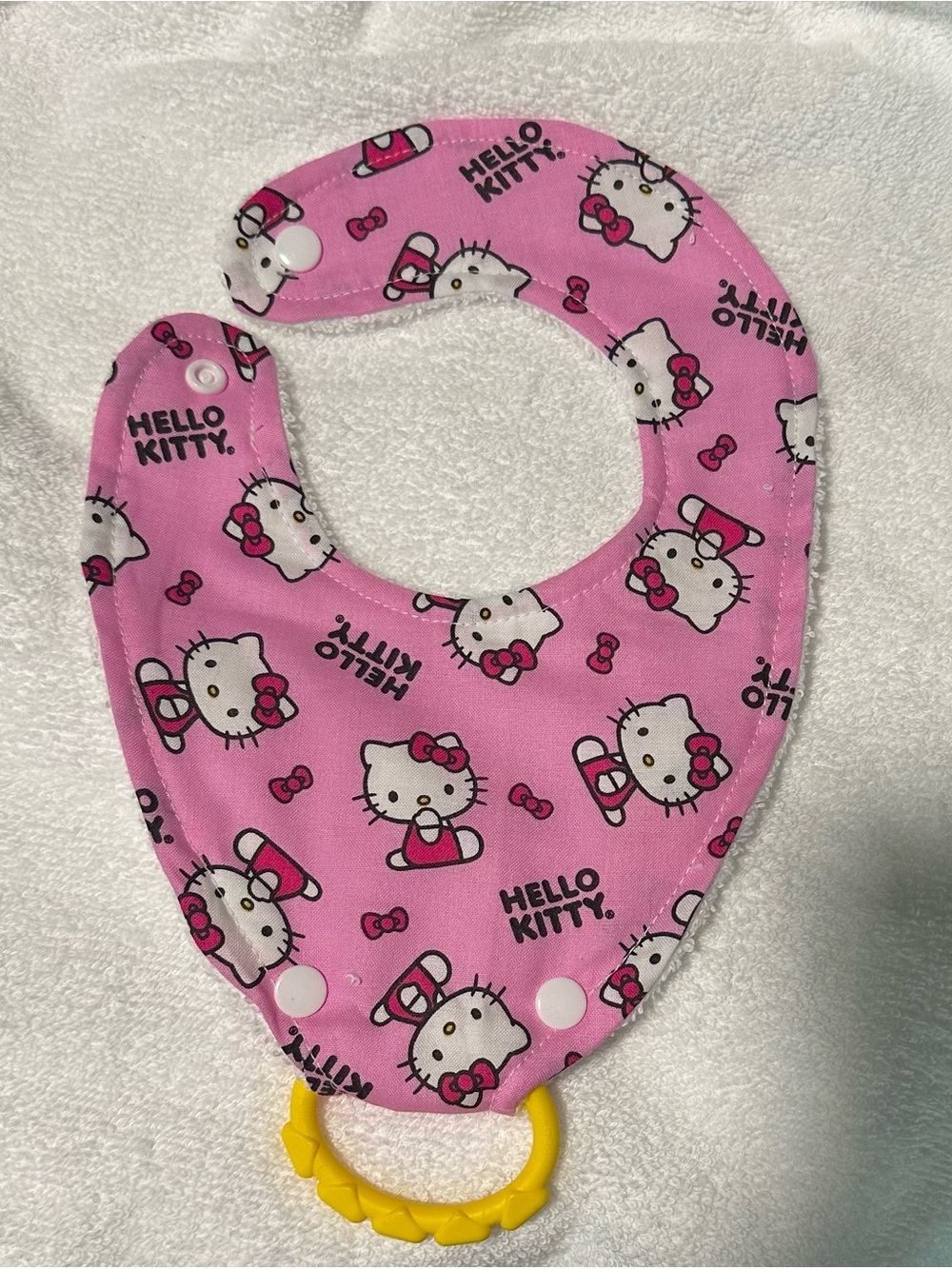 Handmade Hello Kitty bib with ring